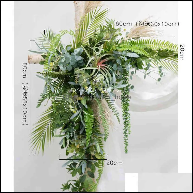 Decorative flower Custom Forest Wedding Arch Decor Artificial Flower Piece Nep Rij Guirland Green Plants Mall Event Party Photo Props