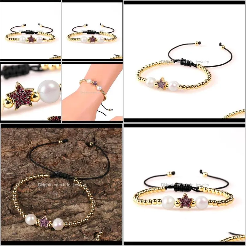 charming ladies decorate star charms jewelry elegant natural freshwater pearl copper beads bracelets gift