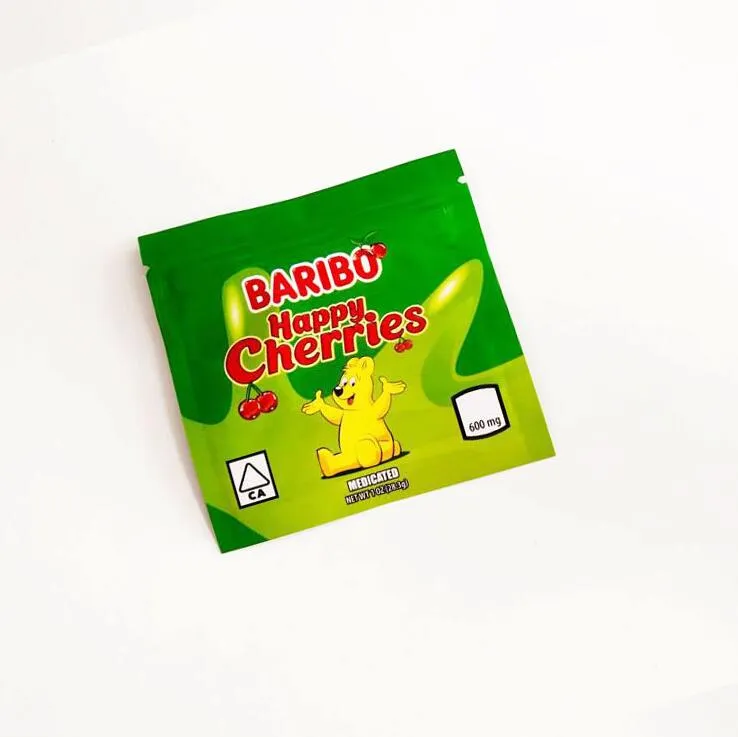 Empty 600mg Mylar Packaging Baribo Bags Resealable Berries Edibles