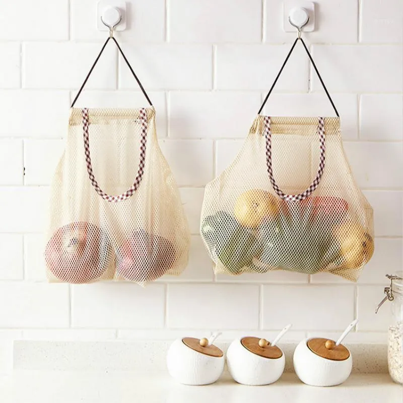 Storage Bags Wall-Mounted Ginger Onion Garlic Bag Hollow Breathable Multifunctional Hanging Kitchen Net Pocket