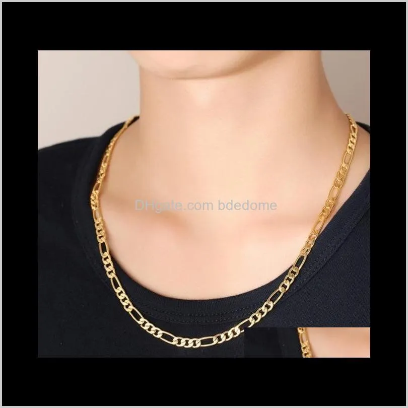 16-32inch european fashion luxury men women fashion solid 18k gold chain necklace bracelet bride wedding engagement fine jewelry