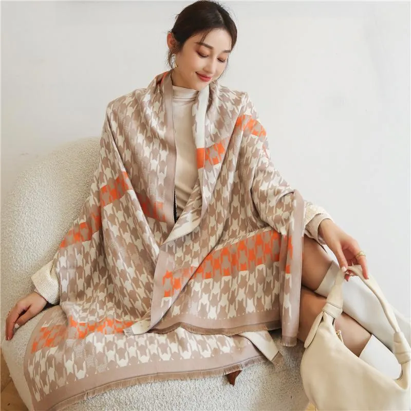 Scarves Women Winter Scarf Cashmere Wraps Design Plaid Pashmina Shawls For Ladies Thick Warm Hijab Blanket Female Bufanda Stoles