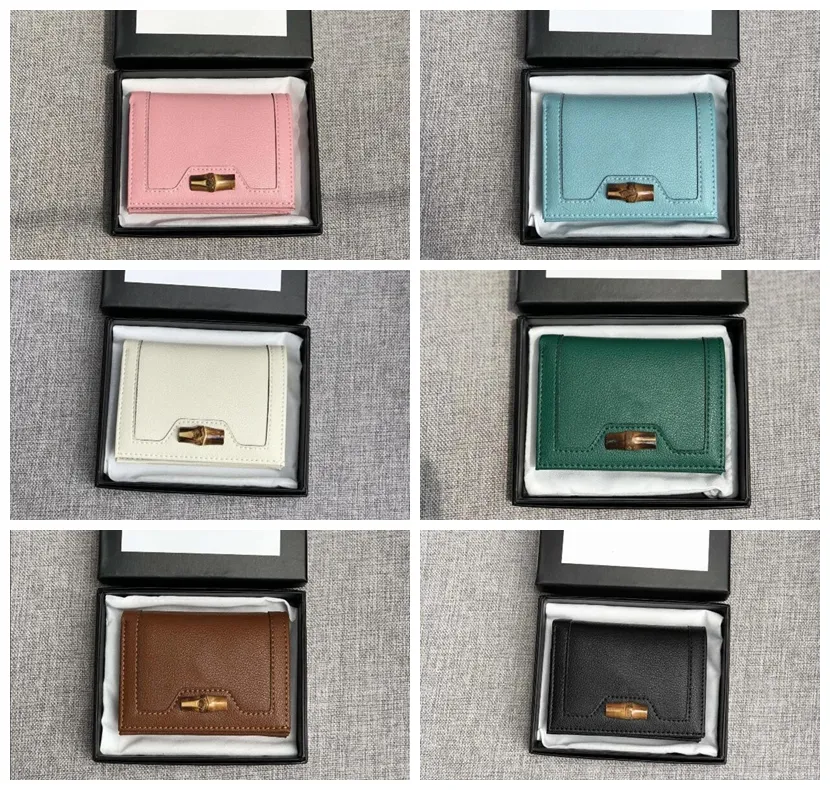 Designer Purse Style Retro Pure Color Bamboo Lock Mini Portefeuille en cuir Ladies New Fashion Card Case