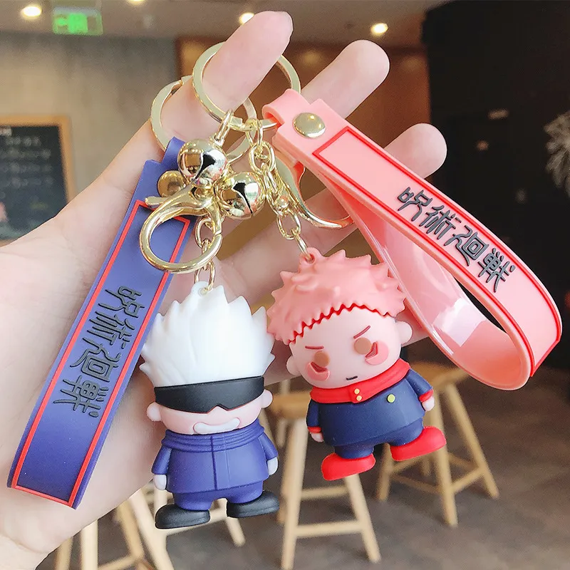 Jujutsu Keisen Brelok Man PCV Gojo Satoru Keyring Kobiety Cartoon Pary Anime Key Holder Do Key Fashion Cute Metal Porte Clef