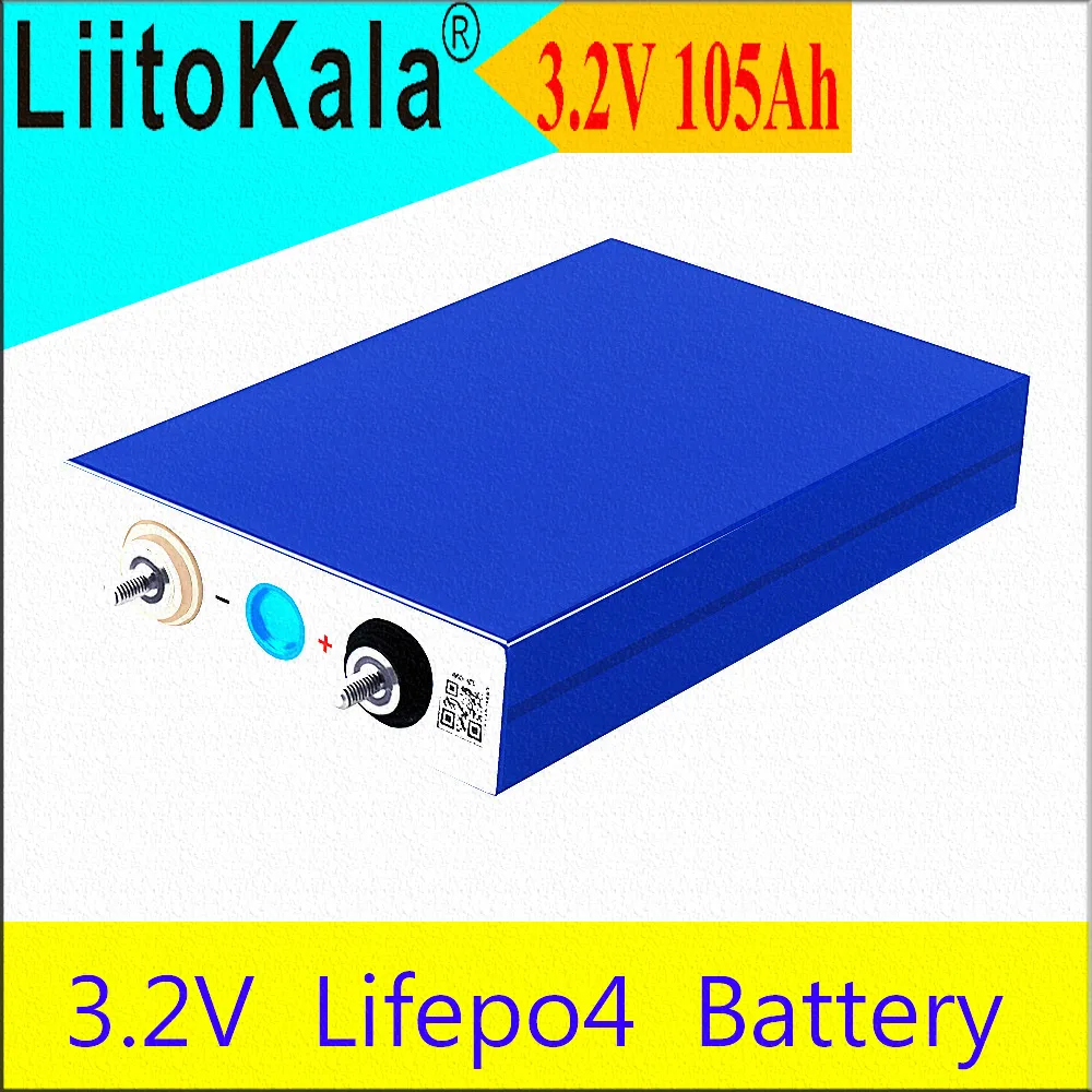 LIITOKALA 3.2V 100AH ​​105AH Bateria da bateria Lifepo4 12V 24V 3C 270A Baterias do motor do carro elétrico da motocicleta do ferro de lítio
