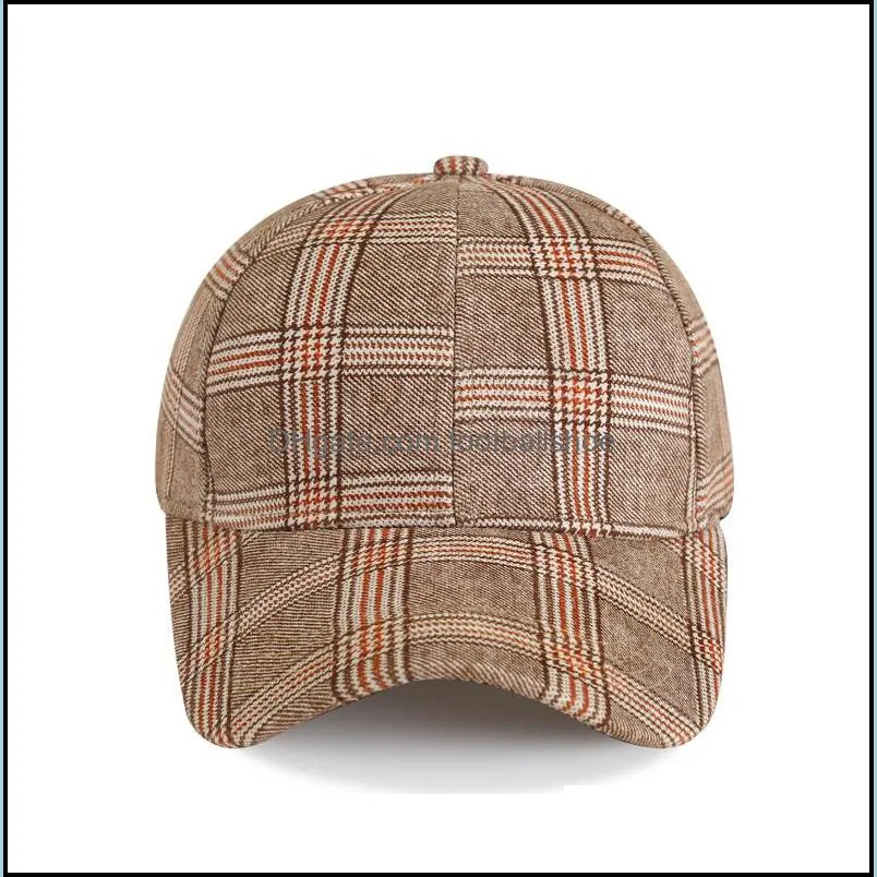 Women`s 6 Panels Plaid Print Baseball Caps Adjustable Sun Hat Sunbonnet Y0910