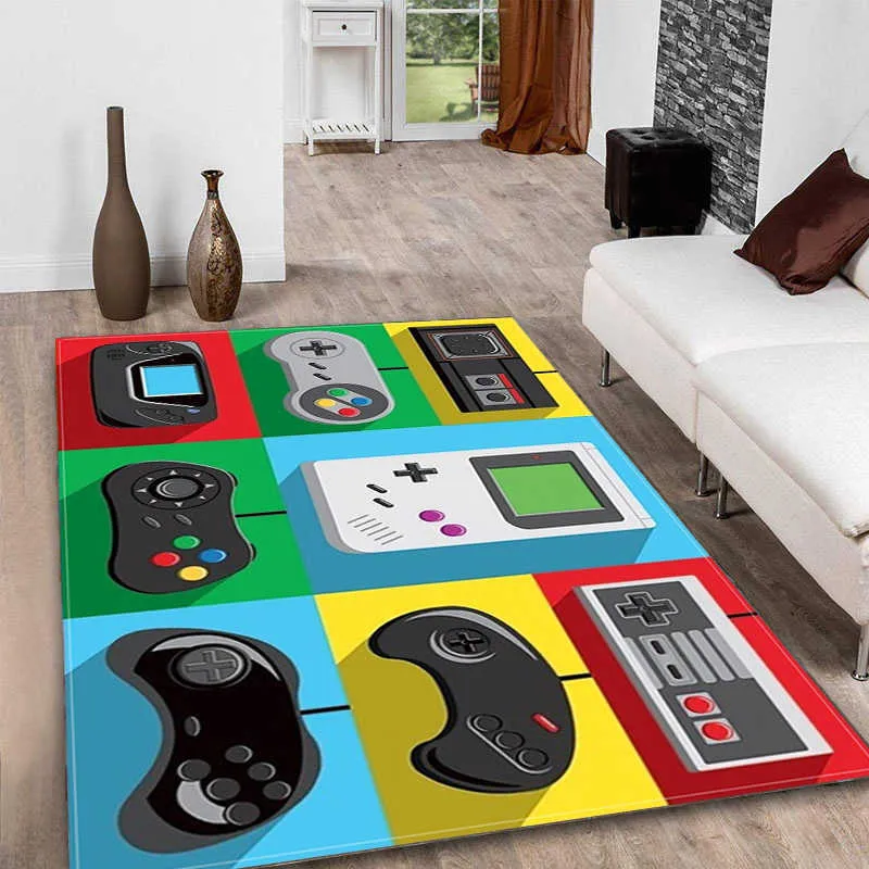 Gamer controller 3D-printen tapijt kinderkamer decor grote tapijten voor woonkamer slaapkamer rug indoor outdoor kinderen spelen mat 210626