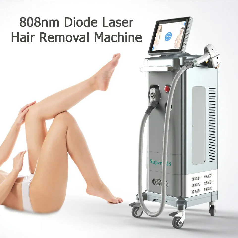 Högkvalitativ diodlaser 808nm 808 Hårborttagningsmaskin Alla hudtyper permanent behandling