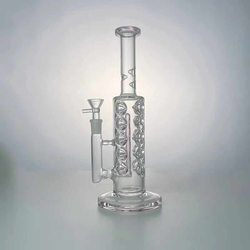 Straight Tube Glass Bong Fab Egg Hookah Inline Perc 14mm Female Joint Water Pipe Multi Colors Ice Pinch Bongs Oil Dab Rig With Bowl Hookahs Pipes