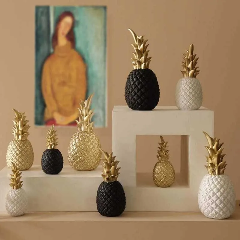 Nordic Pineapple Crafts Desktop Ornament Creative Fruit Shape Living Room Decor Golden Wedding Gift Home Decoration Accessories