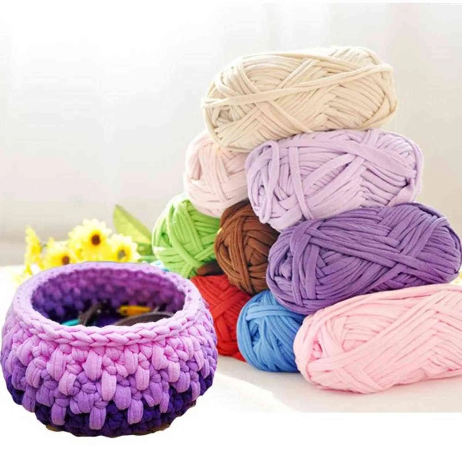 1PC Hand-knit Woven Thread Thick Basket Blanket Carpets Yarn Cozy Cotton Wool Knitting Braided DIY Crochet Fancy soft Cloth Yarn Y211129