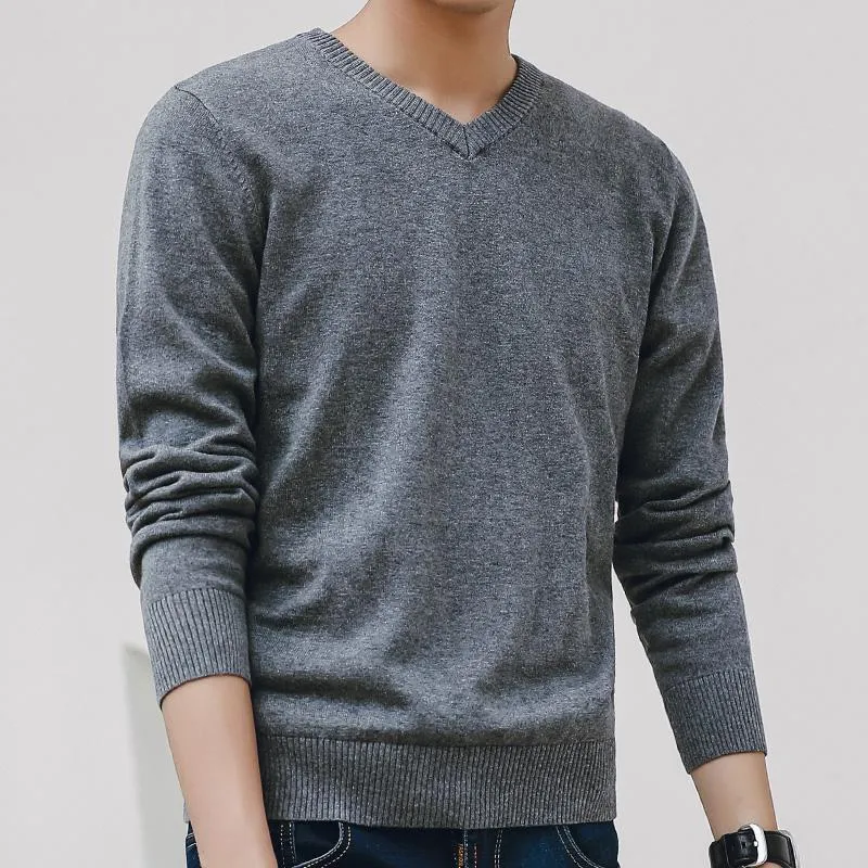 SWEATER SWEATERS MĘŻCZYZN 2023 AUTUMN Casual Pullovers V Neck Solid Cotton Knitt Marka Ubranie Slim Fit Pull Hommemen's