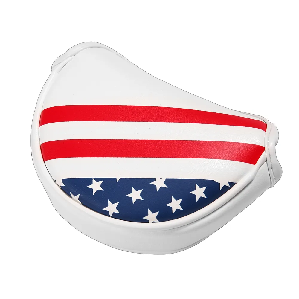 USA Flag Style Printing PU Leather Golf Club Headcover Mid Mallet Putter Covers