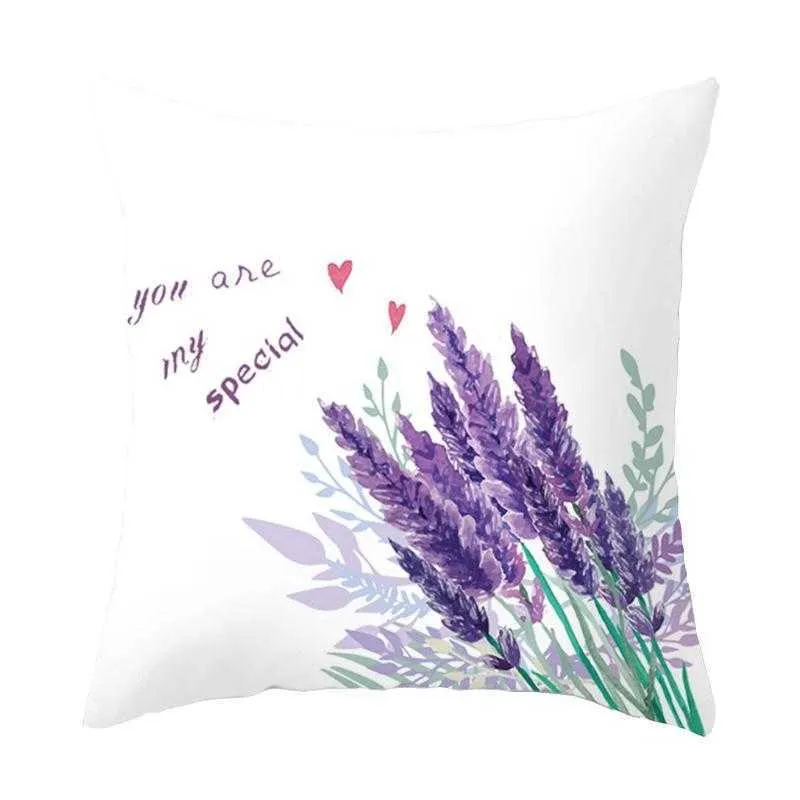 Household Pillowcase Plants Beautiful Lavender Sofa Chair Cushion Cover Soft Comfortable Decorative Living Room Bed Pillow Cover VT1503