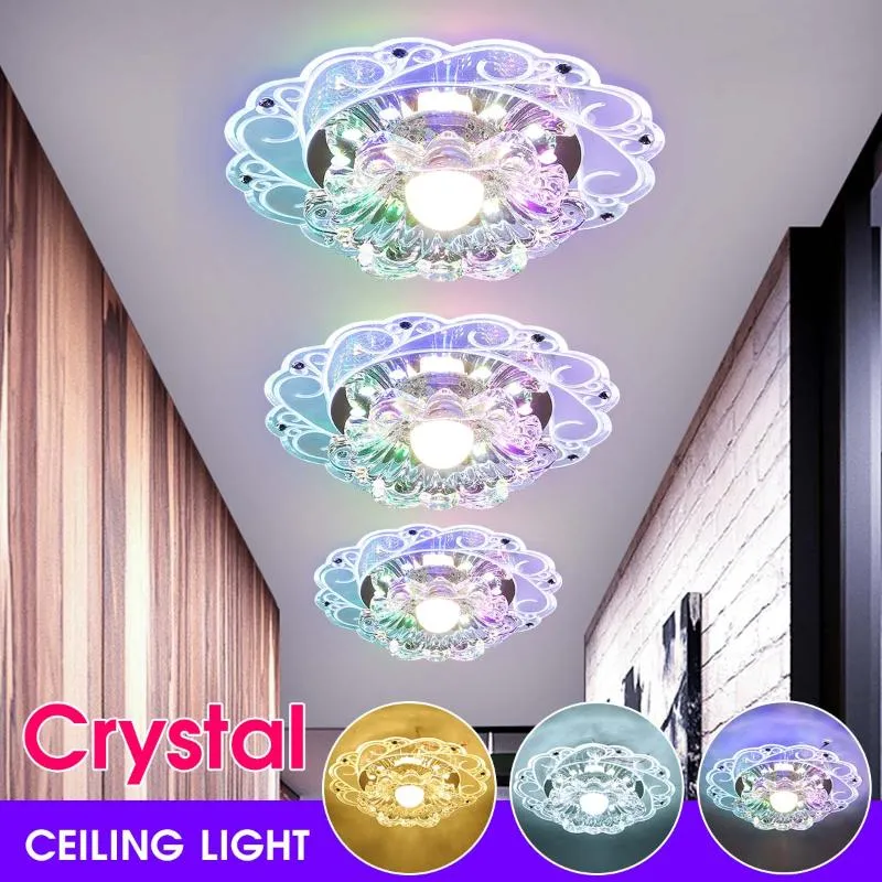 Downlights Moderne Cristal LED Plafond Éclairage Salon Maison Lustres Luminaire Allée Couloir Lampe Lustre 12W Multicolore