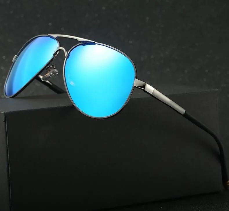 Mode mannen gepolariseerde zonnebril Pilootdriver Mirror Sun Glazen metalen frame reizen Vissen Buiten UV400 tinten voor mannelijk