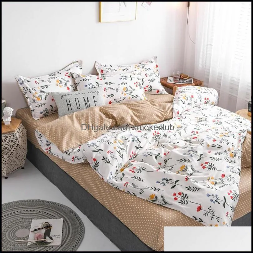 Bedding Sets Small Floral Bed Girl Princess Quilt Cover Single Student Dormitory Full Three-piece Set Twin Queen Home Textile