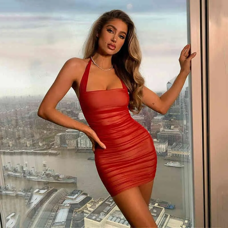 Mini Vestido Ajustado De Malla De Doble Capa Para Mujer, Vestidos