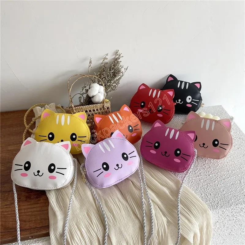 Princess Children's Mini Handbags Baby Girls PU Leather Small Shoulder Crossbody Bags Cute Cat Kids Coin Purse Wallet