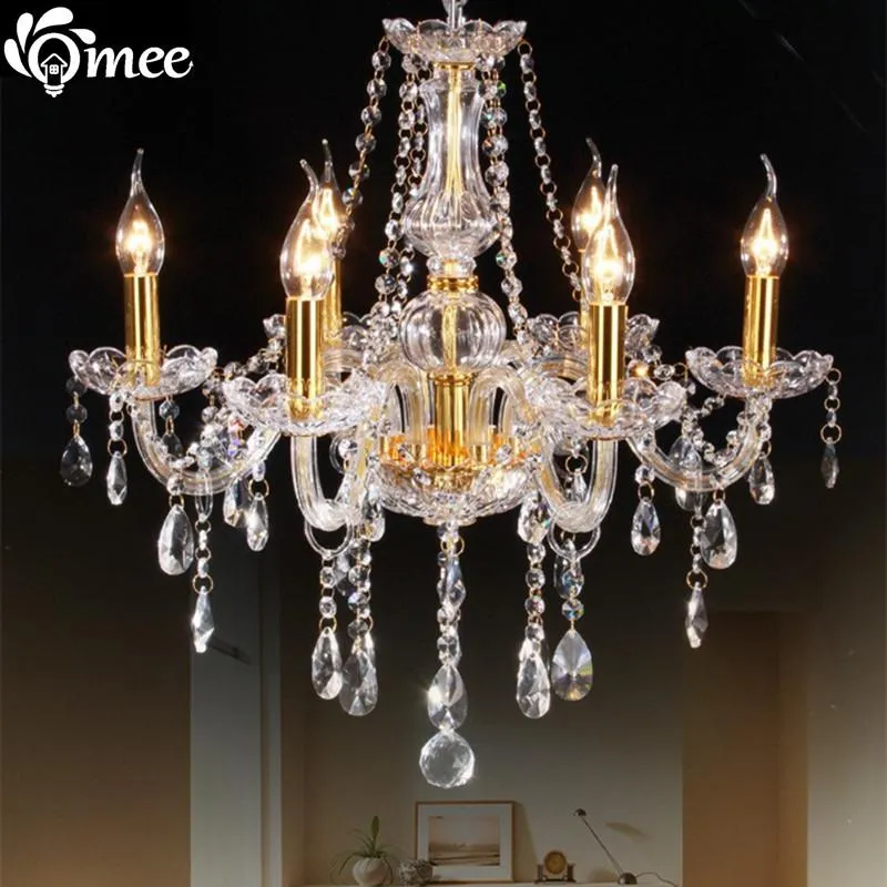 Lustres Classiques Lustre En Cristal D'or Européen Lumières Ampoules E14 LED Bougie Lampes Cristal Éclairage Vivant Pour Hall / Hall Lampe De Chambre