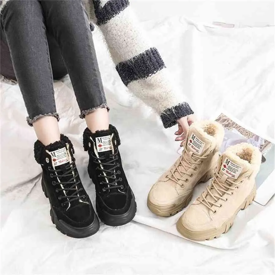 Winter Women Boots Ladies Female Brand Fashion Designer Leather Shoes Luxury Wedges Platform Fur Ankle Snow Boots for Womenwhqfc