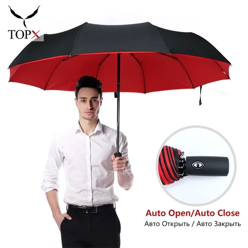 Ветрозащитный двойной слой устойчивый зонтик Полностью автоматический дождь мужчин женщины 10k сильные роскошные бизнес мужские большие зонтики Parasol 211025