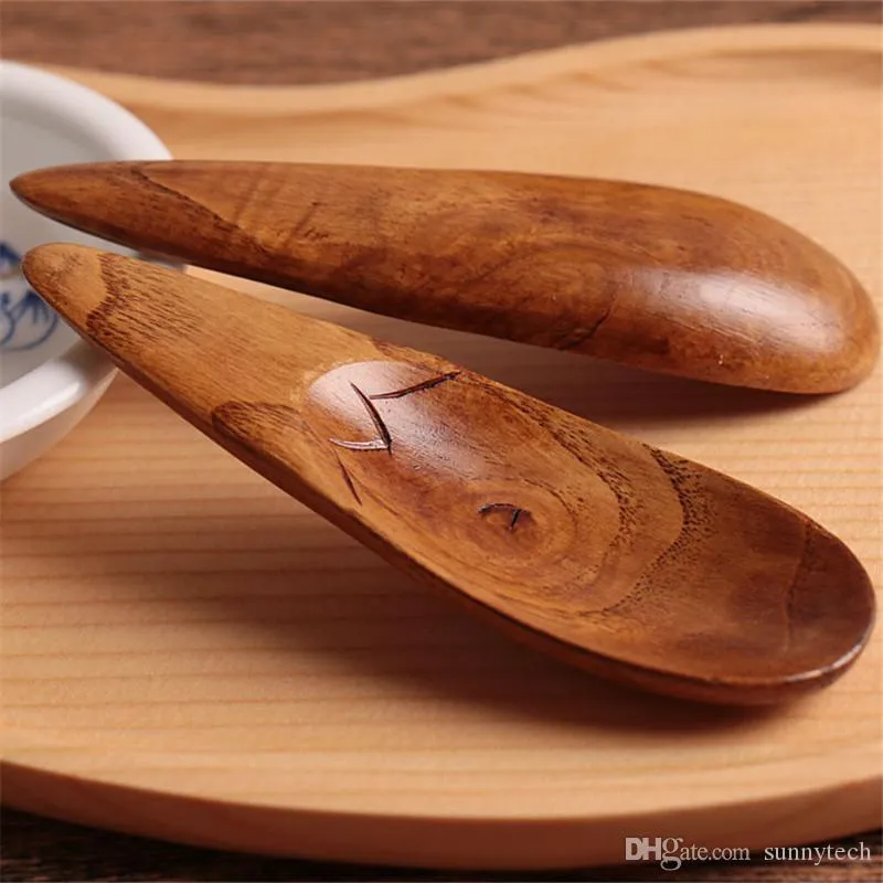 Creative Japanese Style Wood Spoon Tablespoon Scoop Of Real wooden Spoon Tea spoons Lx0266