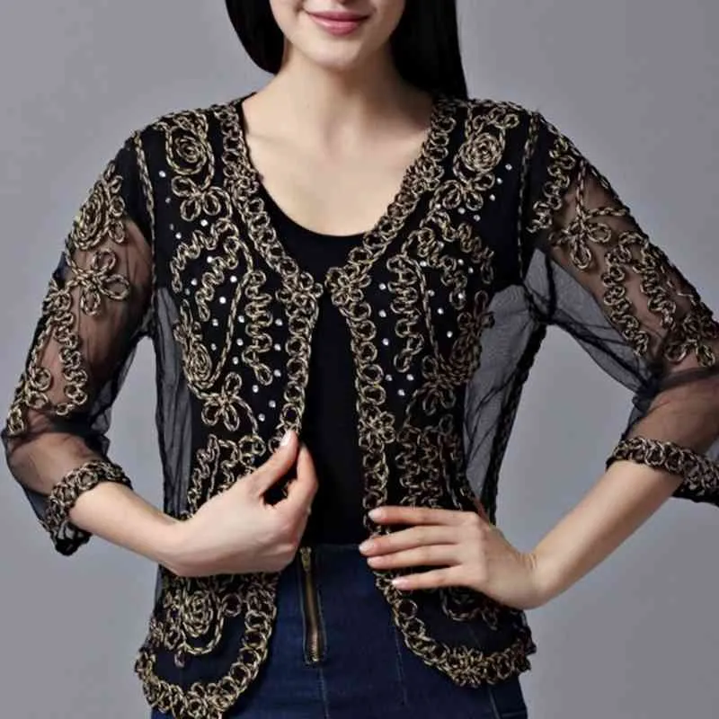 Jackets For Women Summer Cardigan Hollow Lace Woman Coat Clothing Coats And D602 210426
