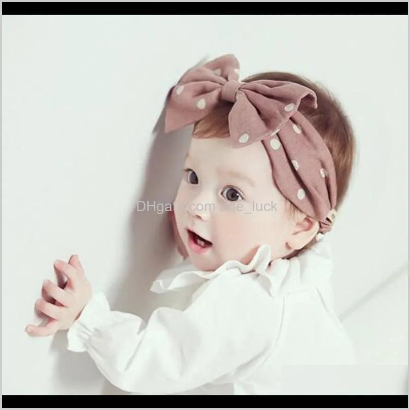 Newborn Headband Cotton Hair Bow Dot Headband Kids Stretch Hair Bands Headwraps Bow Boutique Cute Headwear Accessories