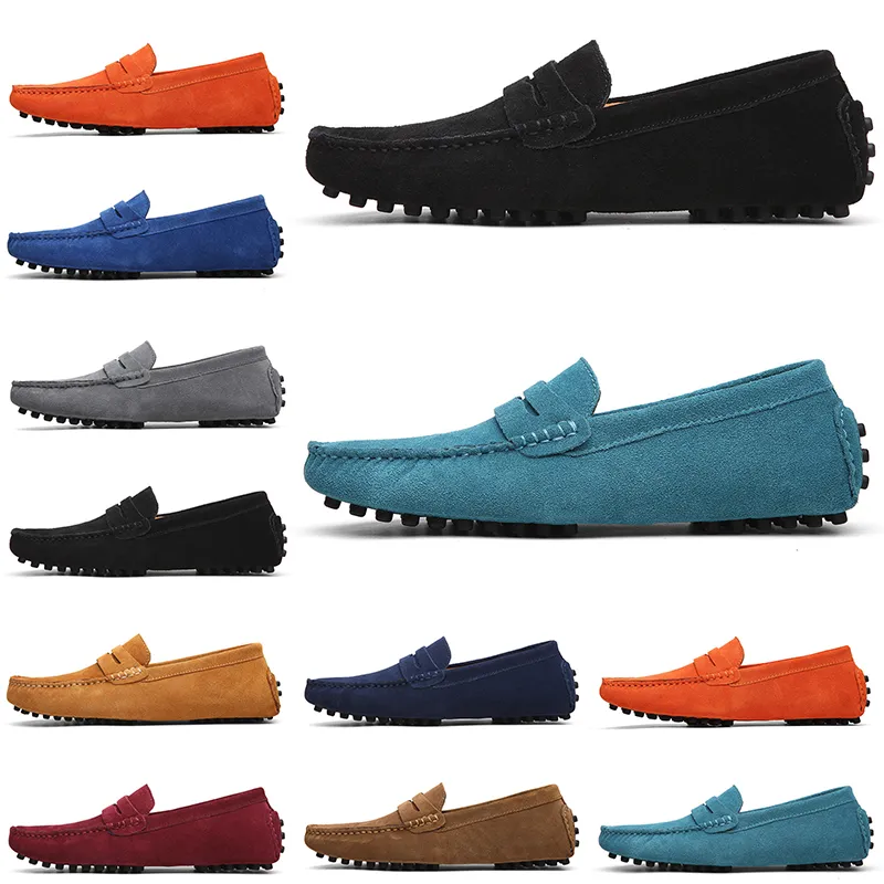 2021 chaussures de course marche jogging décontracté vente noir rose bleu gris orange vert marron hommes sans lacet pois en cuir paresseux