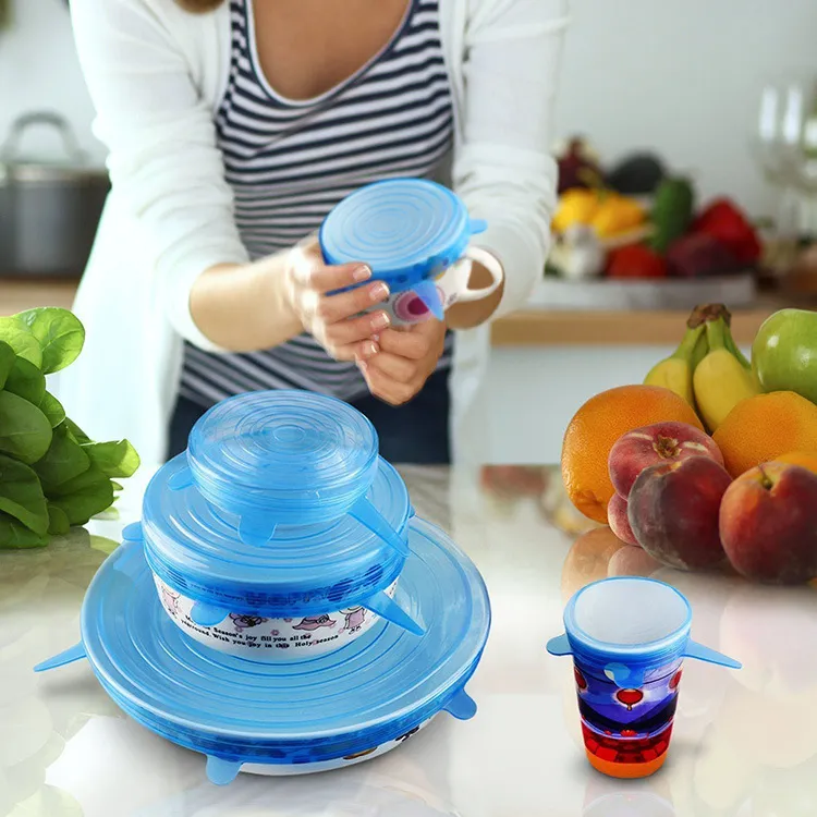 Universal Silicone Lids Stretch Suction Cover Cooking Pot Pan Silicone Cover Pan Spill Lid Stopper Home Bowl Cover