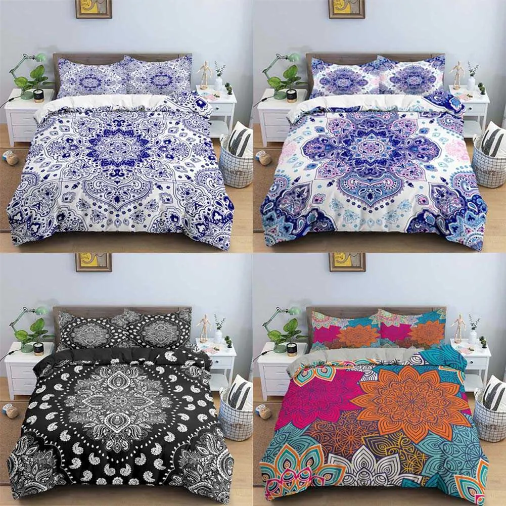 Mandala Bedding Set Bohemian Duvet Cover Polyester Comforter Double King Queen Kids Adult