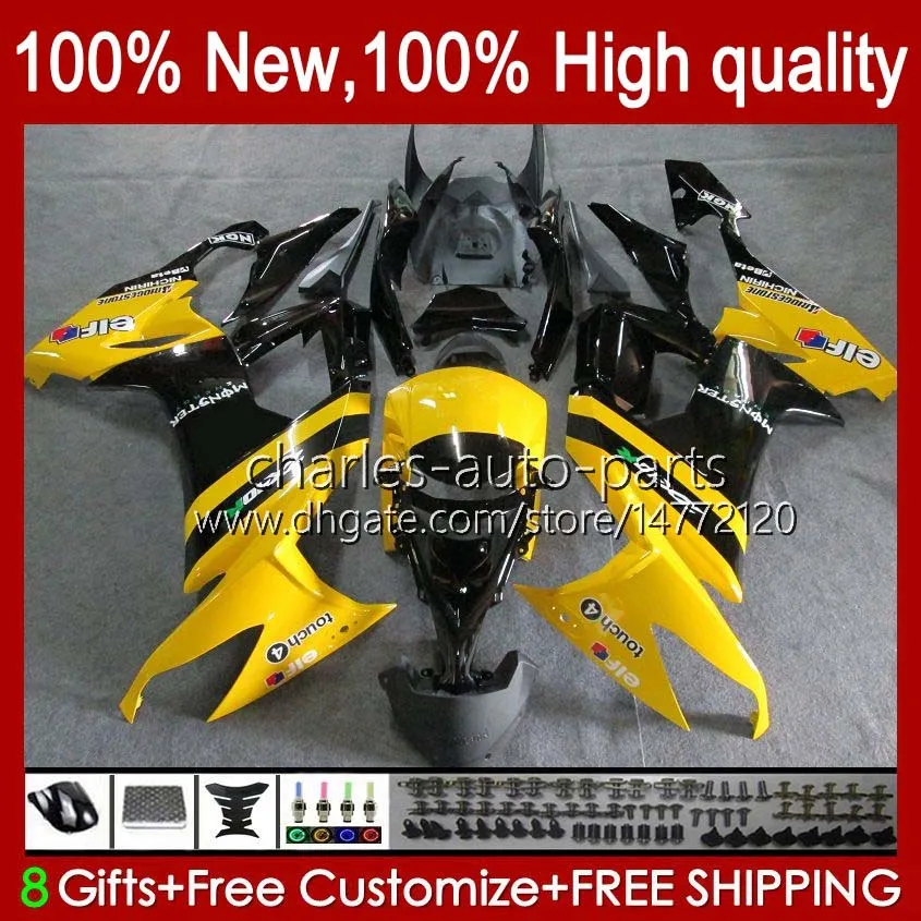 Kawasaki Ninja ZX 10R ZX10 10 R 1000 CC ZX10R黄色ブラック08 09 10ボディ56NO.59 1000CC ZX1000C ZX-10R 2009年08-10 BodyWork Kit