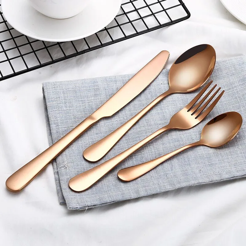 4pcs set 7 Colors High Grade Colorful Stainless Steel Flatware Set Spoon Fork Knife Teaspoon Dinnerware Set Cutlery Tableware Sets_002