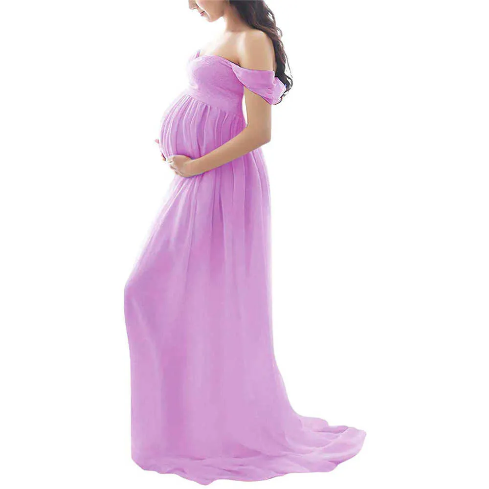 Shoulderless Maternity Dress For Photography Sexy Front Split Pregnancy Dresses For Women Maxi Maternity Gown Photo Shoots Props (3)