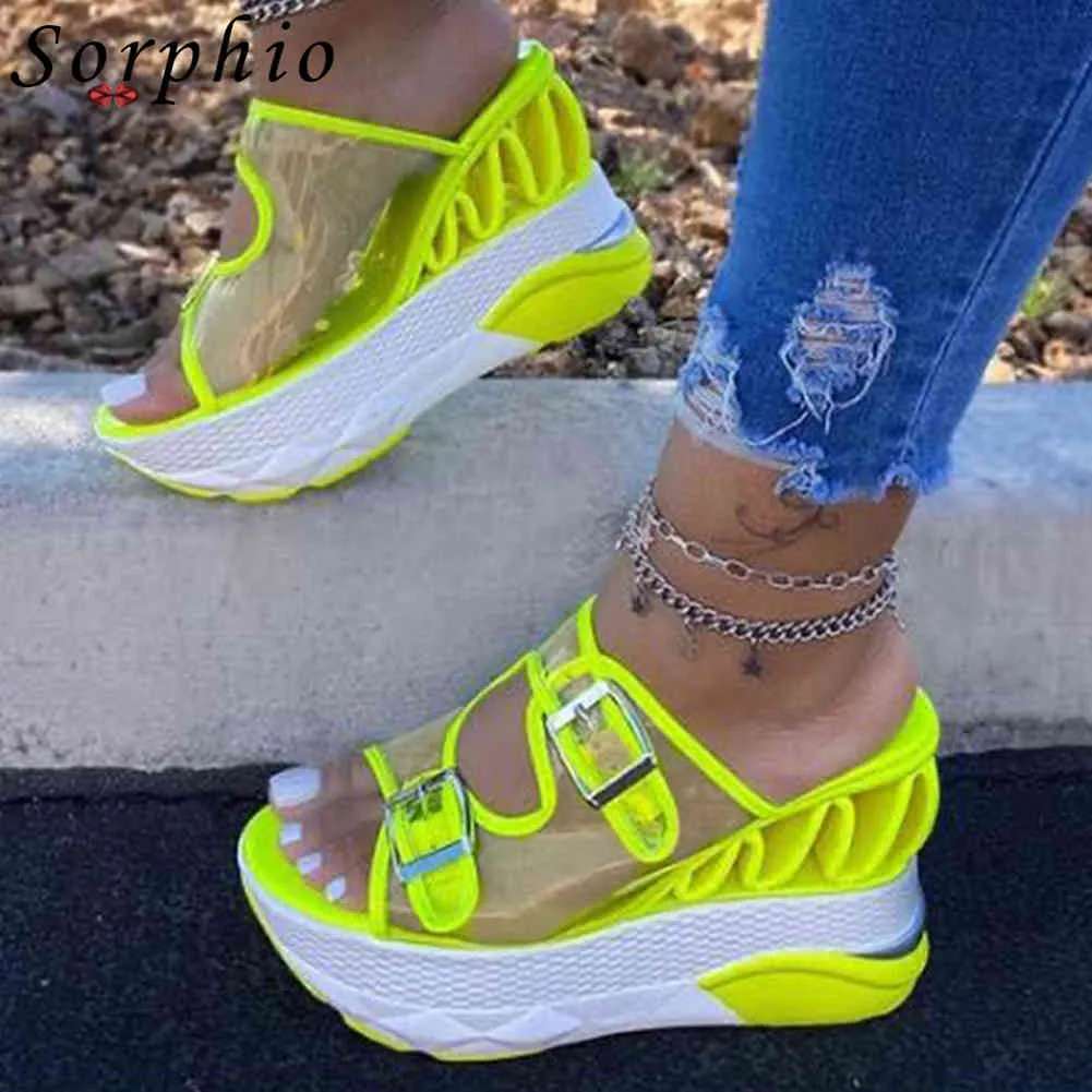 Sorphio 2020 nya ins varma varumärkesvåg kilar sandaler bekväm sommarplattform sandaler kvinnor 2020 höga klackar casual skor kvinna k78