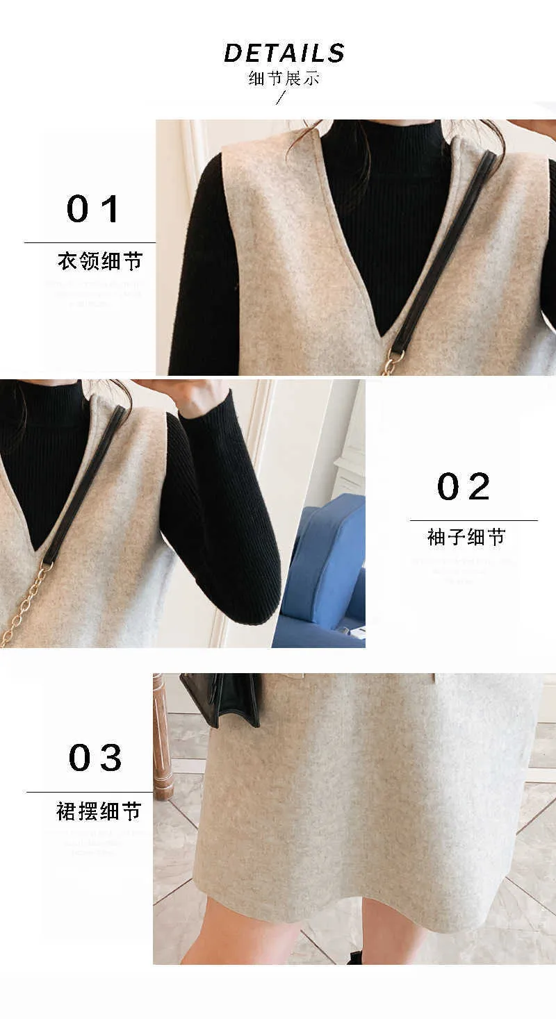 Pregnancy Maternity Dresses Long Sleeved Pregnant Women Autumn Winter Two-piece Maternity Clothes Dress Sweater Woolen Sundress (9)