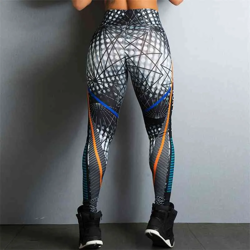 Don't Stop Brief Drucken Fitness Frauen Leggings 3D Gedruckt Slim Jeggings Hohe Taille Sport Leggings Elastische Dünne Lange Hosen 210518