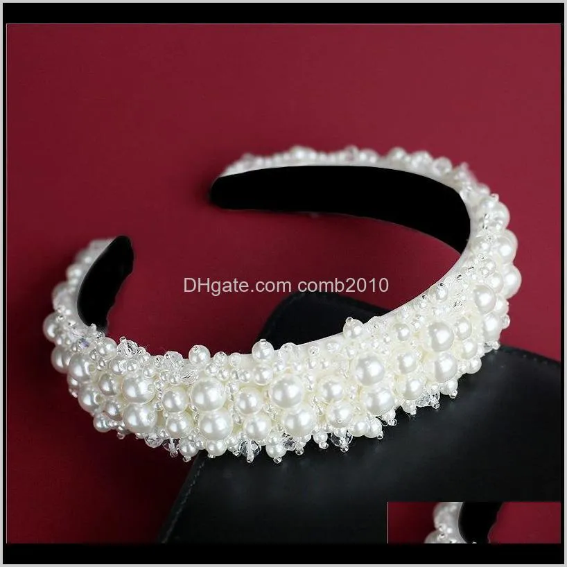 fashion wedding hair accessories pearl headband for bride white crystal hair bands jewelry hair accessories