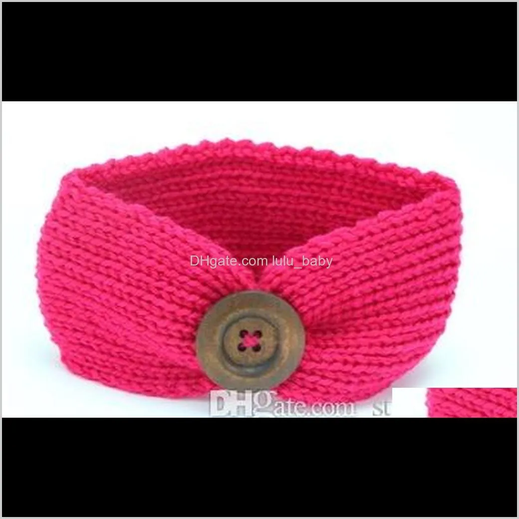 new handmade baby knitting crochet headband fashion boys girls headbands ear warmer with button children hair accessories
