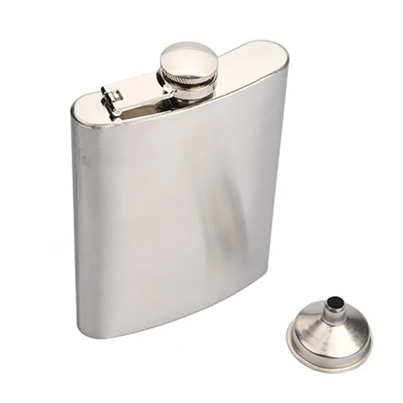 Pocket Hip Flask With Funnel 4oz 5oz 6oz 7oz 8oz 10oz Stainless Steel Hip Flasks Portable Flagon Ounce Whisky Stoup Wine Pot Alcohol Bottle Factory Logo Customized