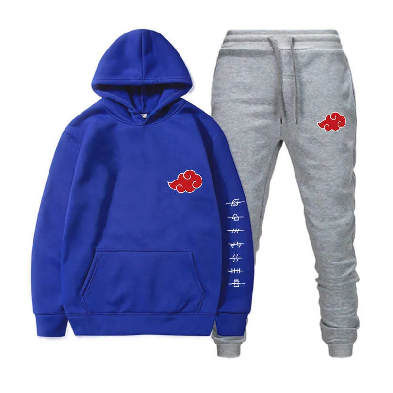 Novos 2 Peças Set Akatsuki Nuvem Símbolos Imprimir Hoodies +