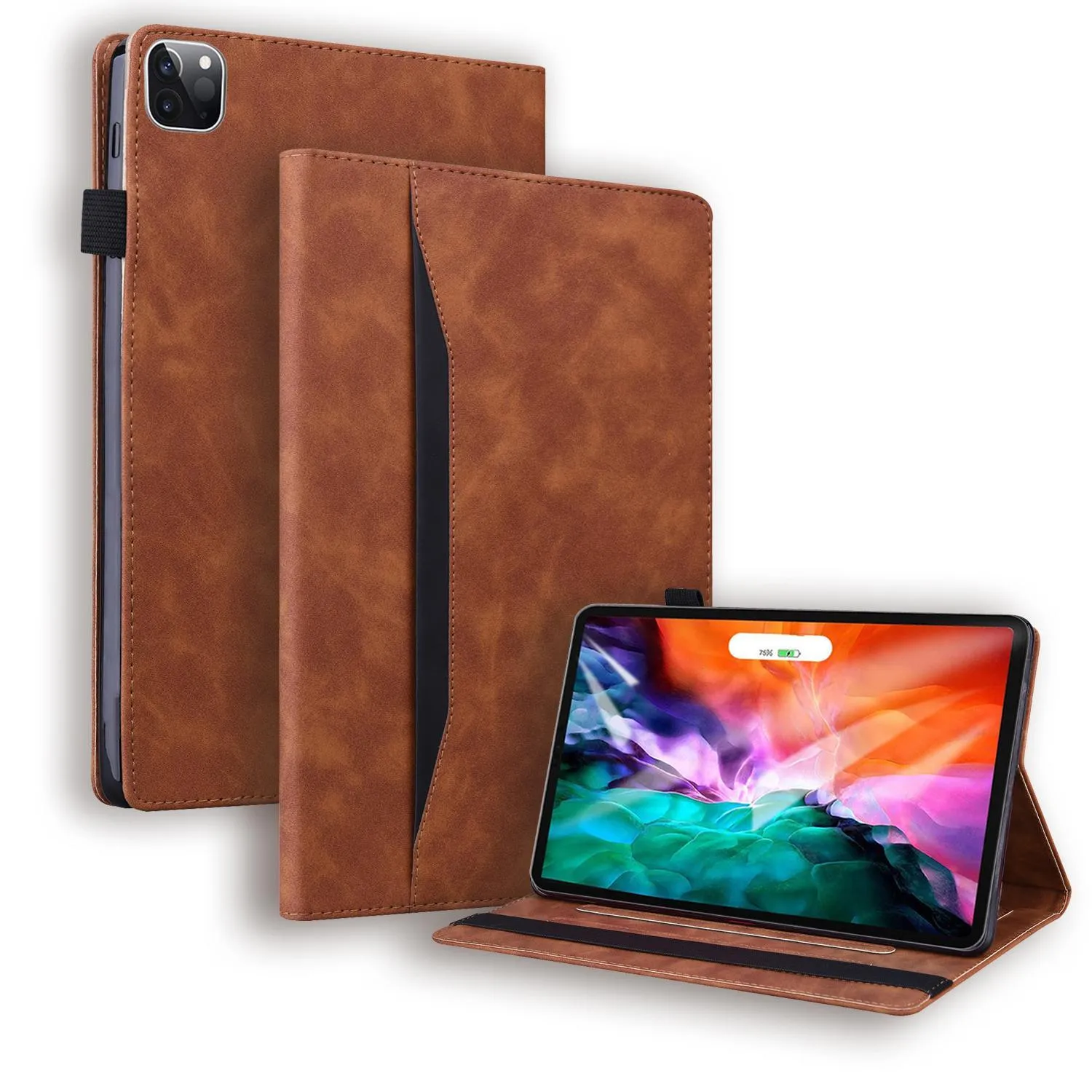 Casas de la tableta de cuero PU Ángulo de doble visión Avanzado Business Flip Soporte protector para iPad 12.9 10.5 9.7 Mini 1/2/3/4/5/6 Samsung Galaxy Tab S7 Plus T870 T875 T970 T975