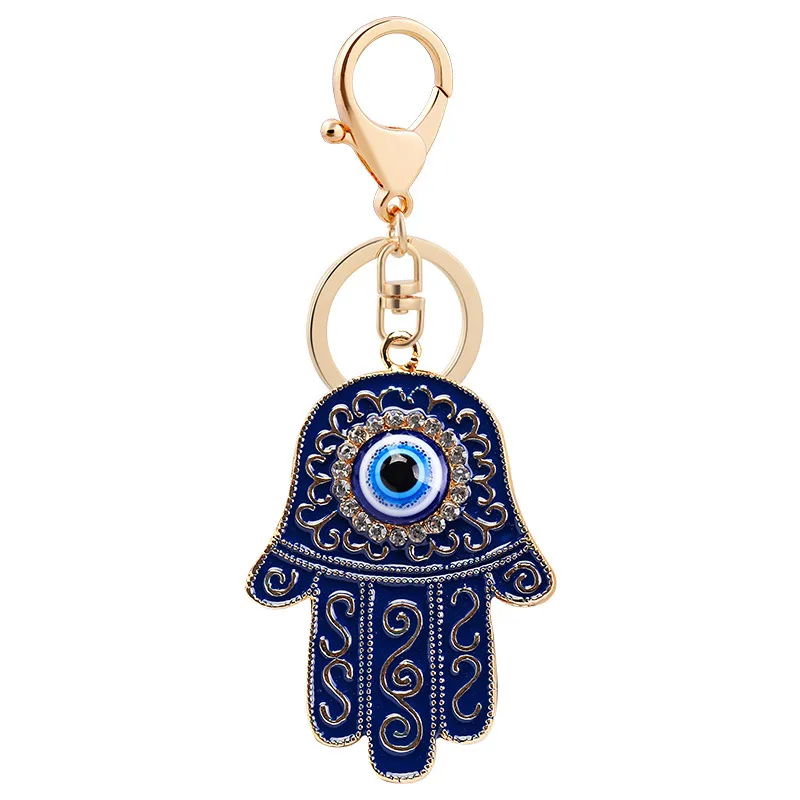 Porte-clés yeux bleus créatifs, breloques pour sac à main, strass en cristal, anneau à la mode, porte-clés de voiture