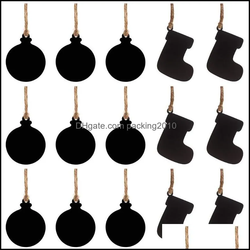 Party Decoration 1 Set 20 Pcs Christmas Pendants Wooden Double-sized Hanging Blackboards Tags