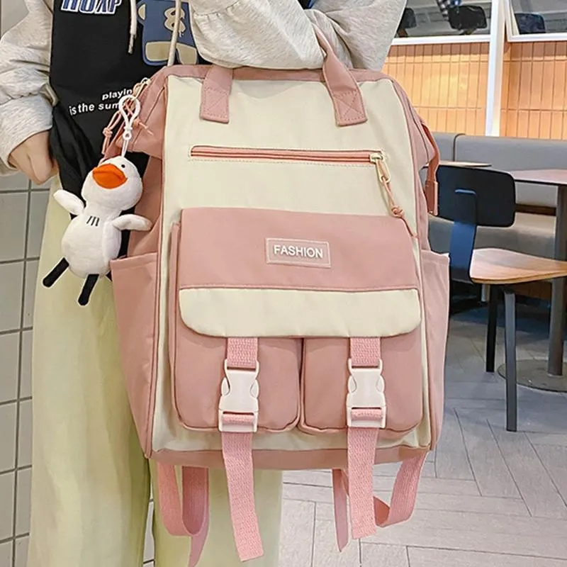 배낭 kawai preppy 여성 사탕 색 배낭 멋진 고등학교 가방 bookbag.