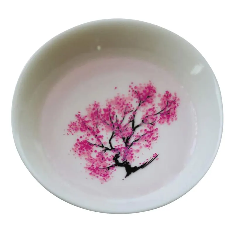 Wodna herbata-mostka zmieniająca kolory teacup Cherry kwiatów kwiat Wyświetlacz sakura-cups ceramiczny pojemnik na wino japońskie filiżanki