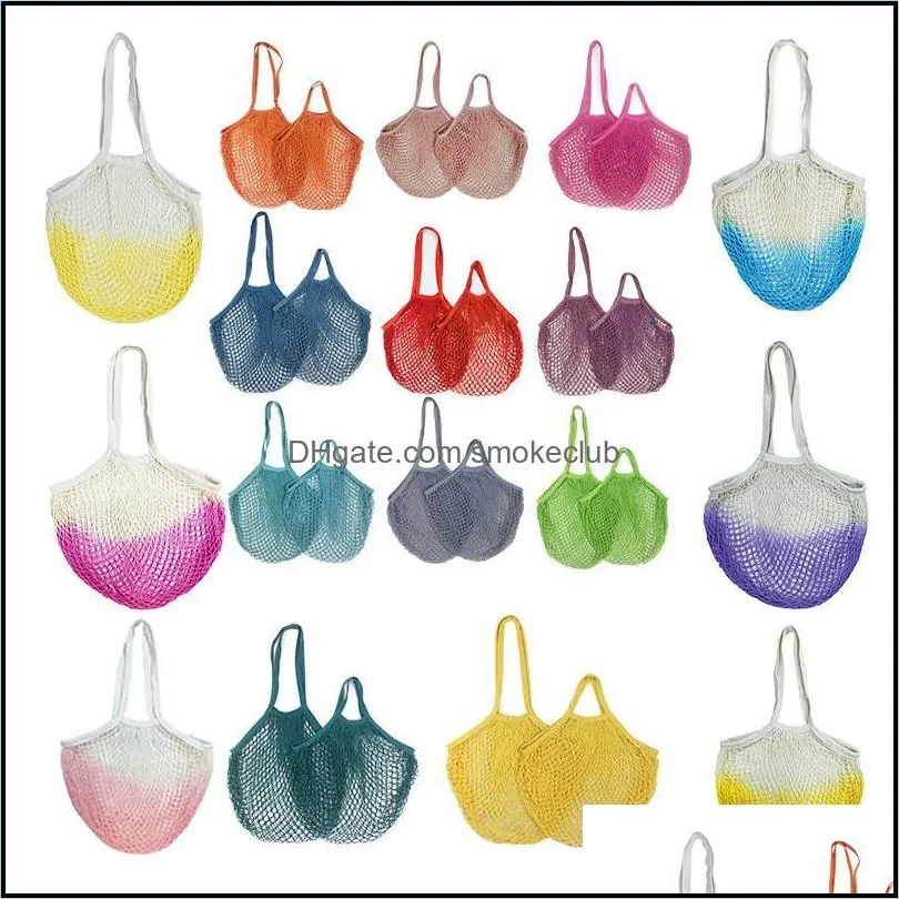 NEWcotton mesh bag reusable shopping grocery bag long short handle mesh cotton vegetable and fruit hanging tote CCD8007