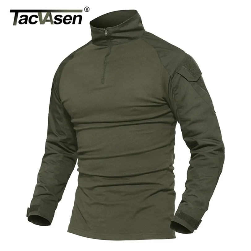 TACVASEN hombres camuflaje táctico camisetas verano ejército combate camiseta algodón militar camiseta Airsoft Paintball caza ropa 220309