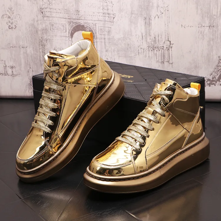 Wholesale Luxury Mens Casual High Top Sneakers Gold Designer... At Only  $43.46 | DHgate.Com